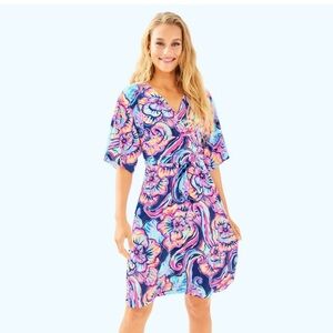 Lilly Pulitzer Parigi Boho Bateau Nauti Navy Boho Dress Large L